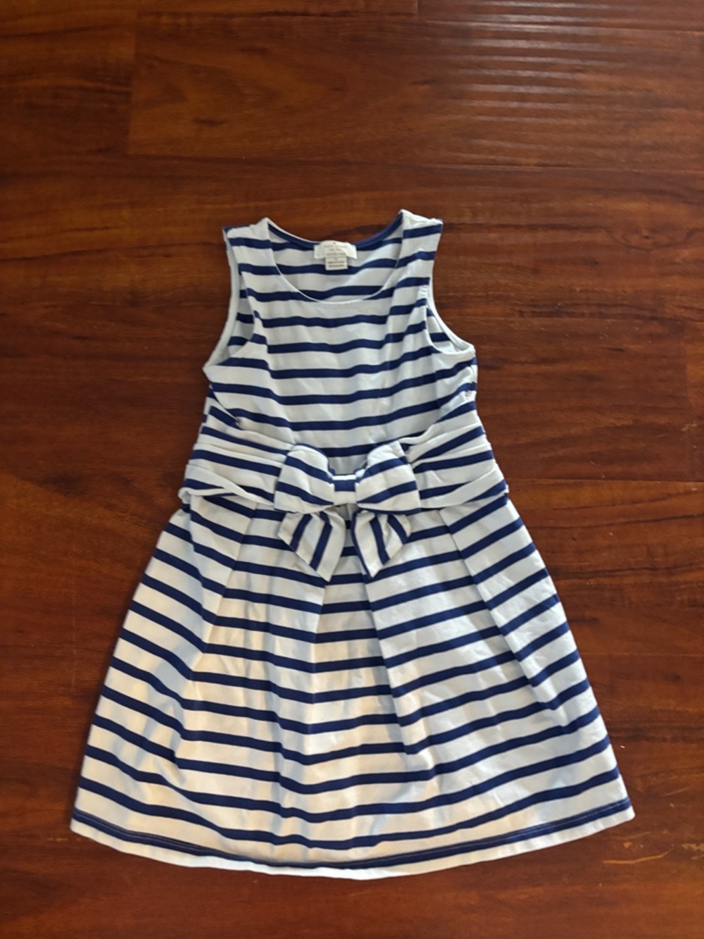 kate spade Girls' Blue and White Striped Bow-Front Dress